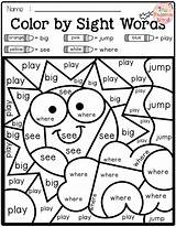 Sight Words Color Kindergarten Pages Code Summer Pre Colors Word Worksheets Coloring Kids Fun Preschool Primer Grade English Activities First sketch template