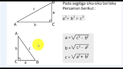 mencari panjang sisi miring  tegak segitiga siku siku