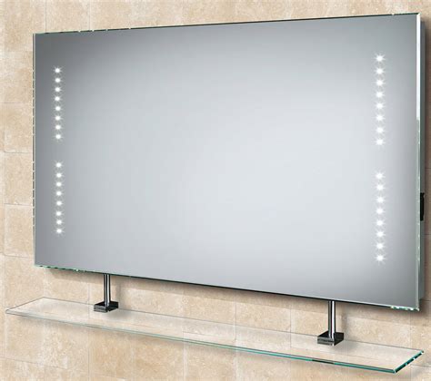HIB Aztec LED Bathroom Mirror With Glass Shelf And Shaver