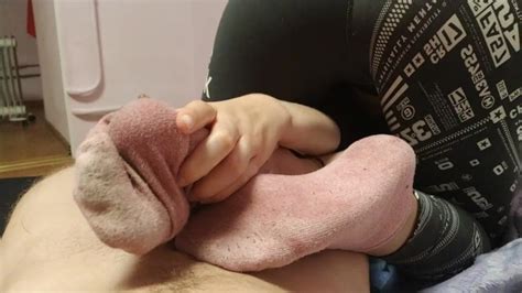 Cum Inside Pink Sock Sockjob Footjob After Gym Yoga Pants Reverse