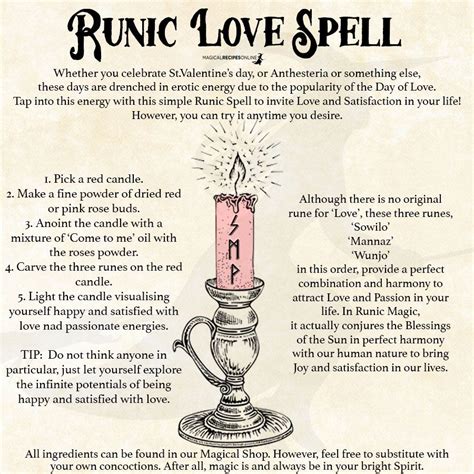runic love spell magical recipes  wicca love spell witch spell book love spells
