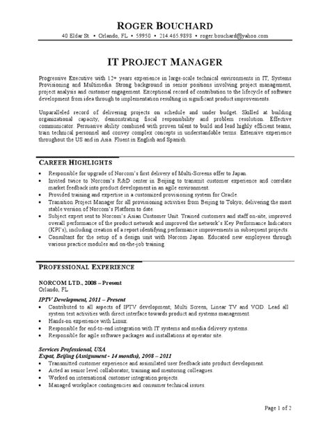 project manager resume resume sample workalpha
