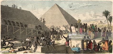 Build The Pyramids Coloured Engraving By Heinrich