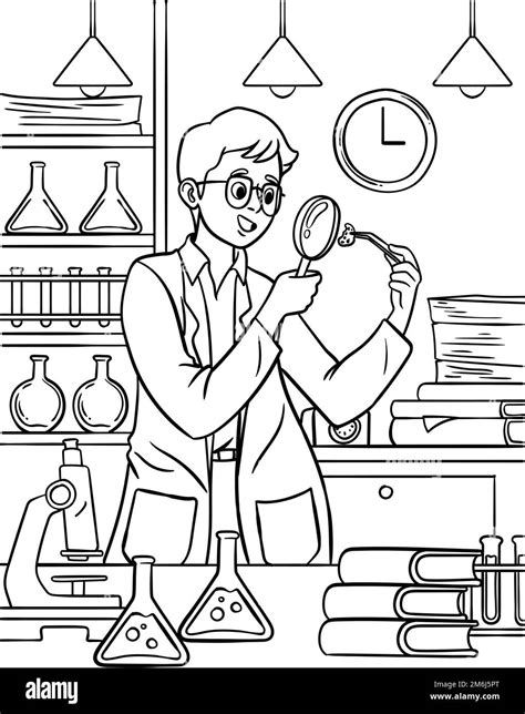 scientist coloring page  kids stock vector image art alamy