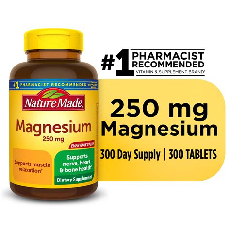 nature  magnesium  mg tablets  count mineral supplement