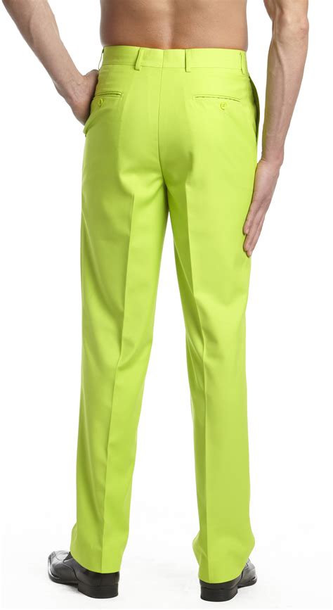 concitor mens dress pants trousers flat front slacks solid lime green