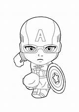 America Captain Coloring Pages Chibi Printable Marvel Color Little Superheroes sketch template