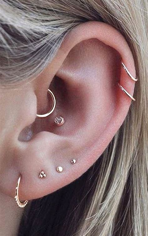 Cute Minimalist Ear Piercing Ideas Cartilage Daith Conch Earrings