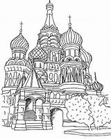 Coloring Cathedral Pages Moscow St Basils Saint Basil Coloringpagesfortoddlers Russia Colouring Disimpan Dari sketch template