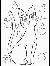 Sailor Moon Coloring Pages Luna Printable Cat Gato Color Sheet Anime Para Drawing Pintar Alt Imprimir Gatos Kids Books Cute sketch template