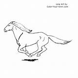 Mustang Coloring Pages Running Nokota Horse Galloping Color Index Own sketch template