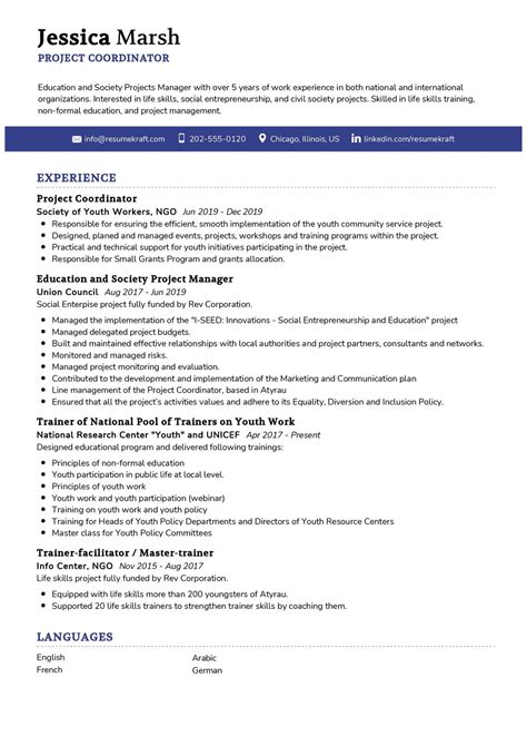 project coordinator resume sample  writing guide resumekraft
