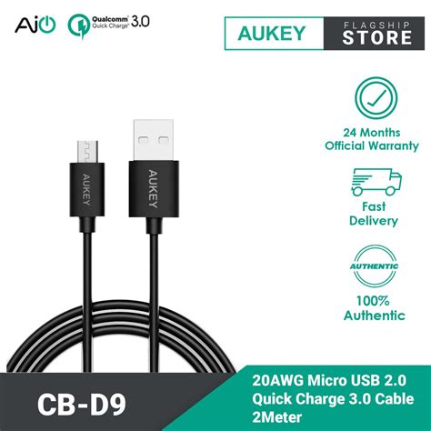 Aukey Cb D9 20awg Micro Usb 2 0 Quick Charge 2 0 3 0 Cable 2m