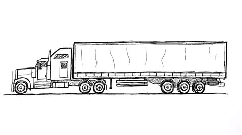 draw  semi truck drawing tutorial youtube