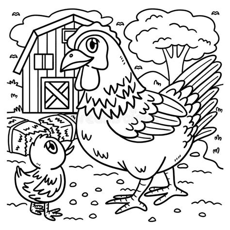 chicken animal coloring page  kids stock vector illustration