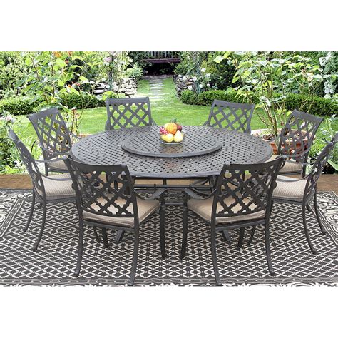 outdoor patio pc set  chairs    table  lazy susan