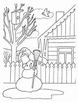 Snowman Melting Pory Roku Kolorowanki Wiosna Colorkid Topi Scioglie Disegni Kolorowanka Saisons Stagioni Primavera Malvorlagen Coloriages Schmelzen Derrete Boneco sketch template