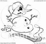 Sledding Snowman Coloring Illustration Line Royalty Clipart Toonaday Rf Background sketch template