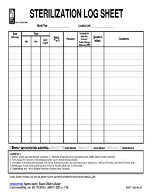 sterilization log sheet fill   sign printable  template