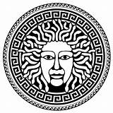 Medusa Greek Gorgon Head Vector Circle Snake Clipart Hair Coloring Logo Versace Patterns Ancient Greece Meander Illustration Méduse Line Drawing sketch template
