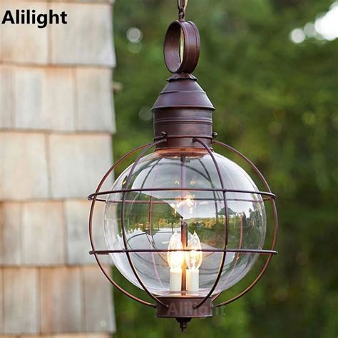 iron industrial loft outdoor pendant lamp globe multipurpose porch lights  garden aisle