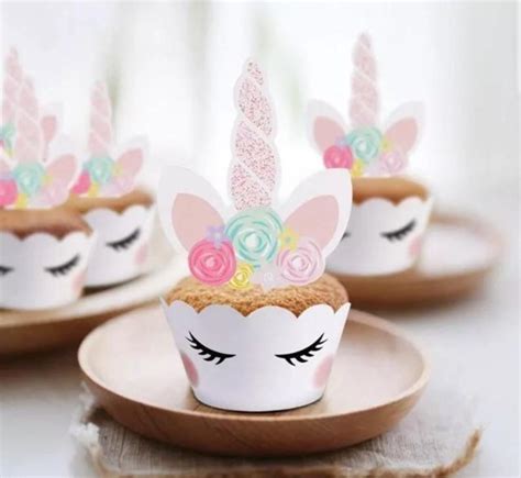 glitter unicorn horn  ears cupcake cake liner decoration etsy