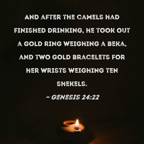 genesis 24 22 and after the camels had finished drinking he took out a