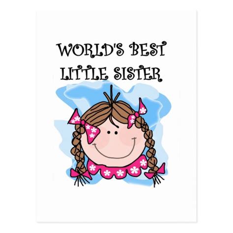 Brunette World S Best Little Sister Tshirts Postcard Zazzle
