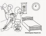 Keluarga Mewarnai Kebersihan Kartun Family Lingkungan Mewarna Bersih Sketsa Hidup Ilustrasi Kotor Menggambar sketch template