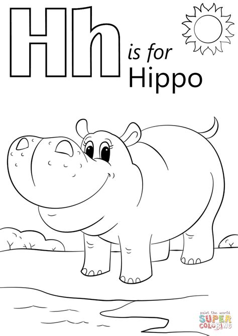 letter    hippopotamus coloring page  printable coloring pages