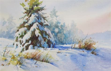 roland lee travel sketchbook painting winter snow  watercolor