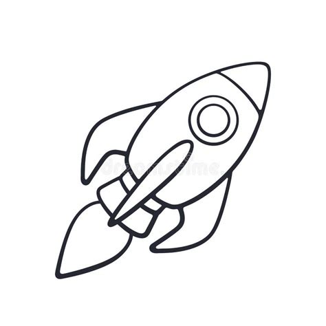 doodle  rocket space ship flying  white background stock vector