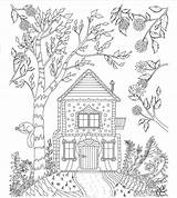 Coloring Cottage Pages Printable Adult Colouring Hill Adults Print Cool Whimsical Kids Book Sheets Color Winter Printables Mandala Books Doodle sketch template