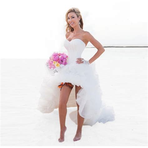 2016 Sexy High Low Beach Wedding Dresses Short Front Long Back White