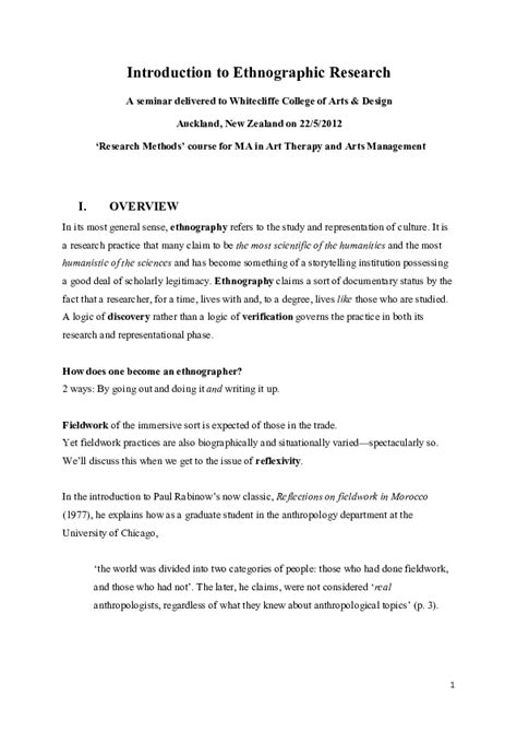 introduction  ethnographic research christopher  howard
