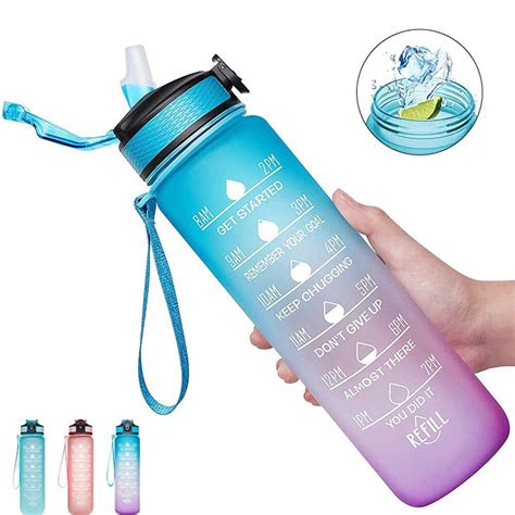 tritan ozl bpa  fitness water bottle  time marker colorful