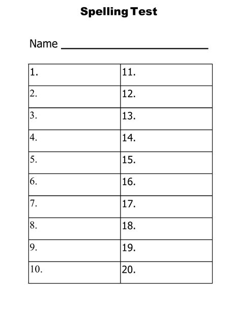 printable spelling test templates word  templatelab