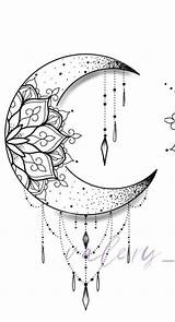 Mandala Moon Crescent sketch template