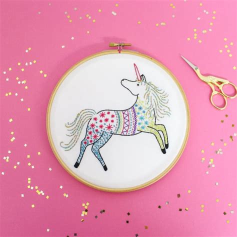 unicorn contemporary embroidery kit 20 unicorn embroidery hoops