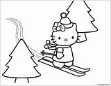 Pages Kitty Hello Skiing Coloring sketch template