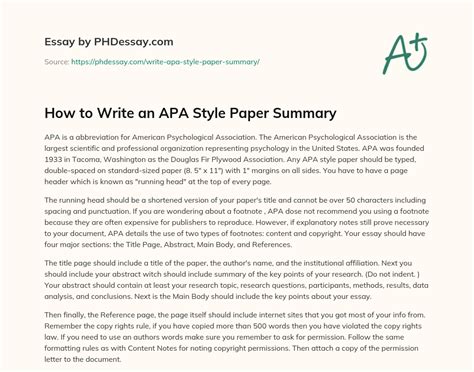 write   style paper summary  words phdessaycom