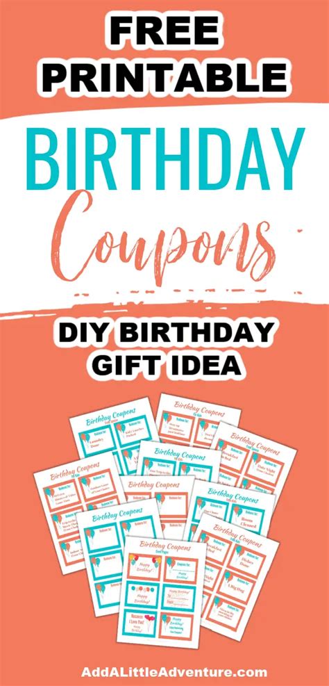 printable birthday coupons  diy birthday gift idea