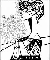 Picasso Pablo Woman Weeping Painting Coloring sketch template