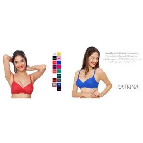 Cotton Non Padded Ladies Bra Red Ans Blue Set Size 30 40 Inch For