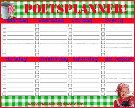 fieve poetsplanner schoonmaken papier organisatie huishoudtips