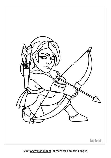 female archer coloring coloring pages
