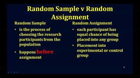 random sample  random assignment youtube