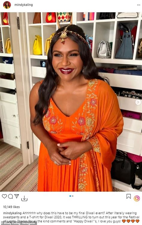 mindy kaling wows in saffron lehenga for her final diwali event of