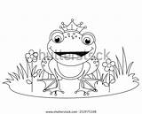 Frog Prince Coloring Cute Book Vector Kindergarten Kids sketch template