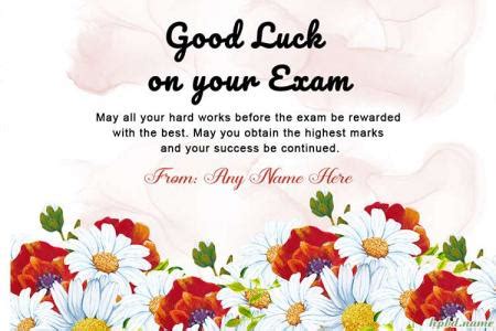 write   good luck   exam cards